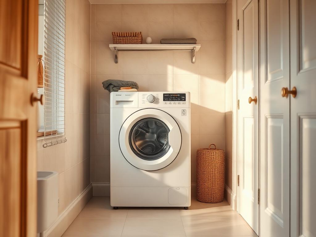 Washing machine in home laundry area